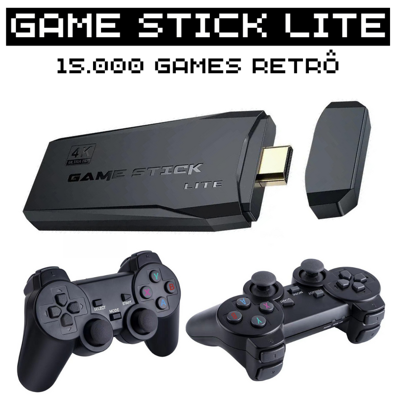 Video Game Retrô 4K Game Stick + 2 Controles sem fio 🕹
